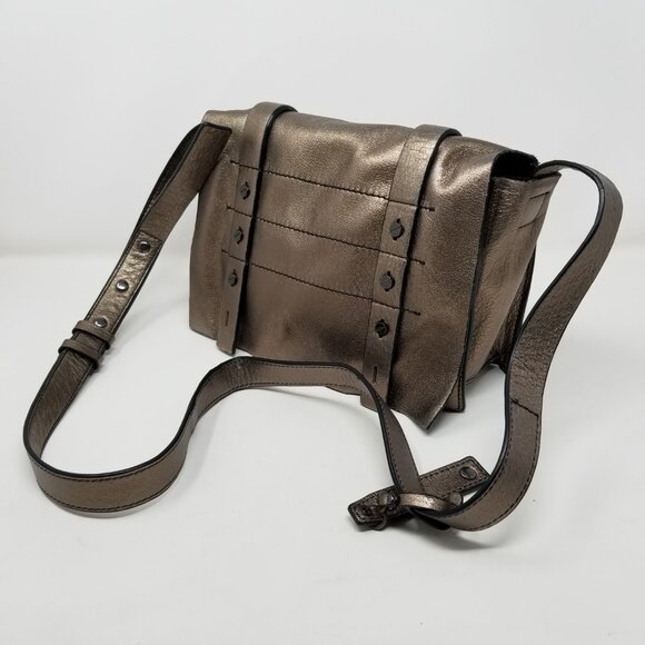 VIA SPIGA Bronze Metallic Leather Crossbody Bag w/ Adjustable Strap - Picture 6 of 16